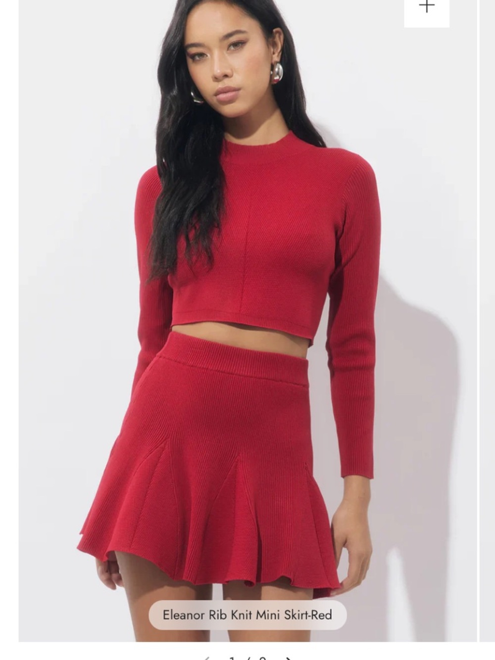 NWT!! Adelyn Rae Eleanor Rib Knit Mini Skirt - Red